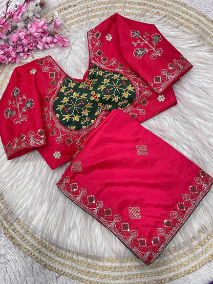 Natural Chinnon Silk With Sequience Work Saree