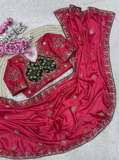 Natural Chinnon Silk With Sequience Work Saree
