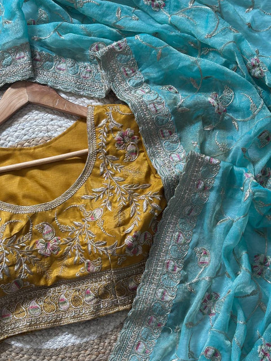 Beautifull Soft Satin Fabric With Rich Elegent Embroidery Work Saree