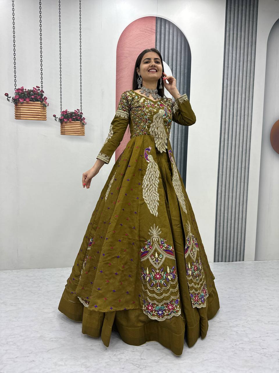 Beautifull Vichitra With Lumpi Lace Border Work Lehenga Set