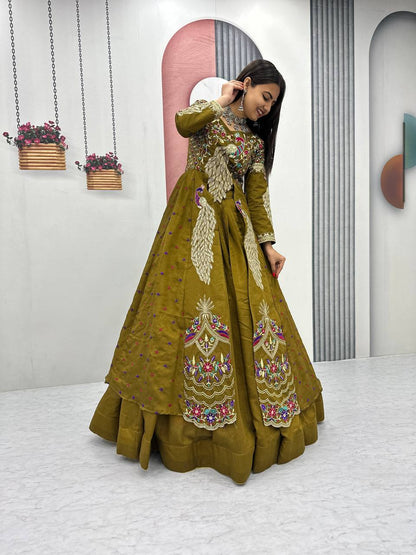 Beautifull Vichitra With Lumpi Lace Border Work Lehenga Set