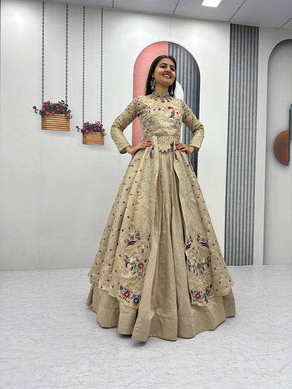 Beautifull Vichitra With Lumpi Lace Border Work Lehenga Set