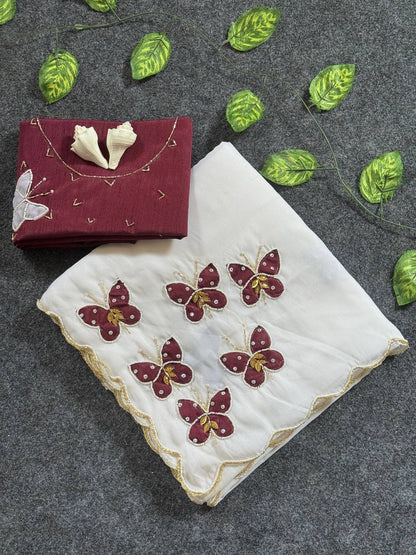 Beautifull Star Georgette Butterfly Cut HandWork Saree