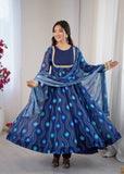 Beautifull Fox Georgette Cnavas Patta Flair Work Gown Set