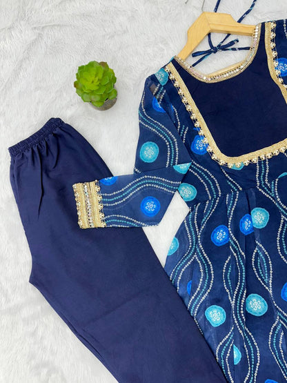 Beautifull Fox Georgette Cnavas Patta Flair Work Gown Set