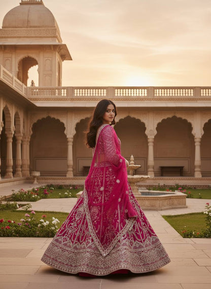Wedding Special Butterfly Net With Coding Embroidery Work Lehenga