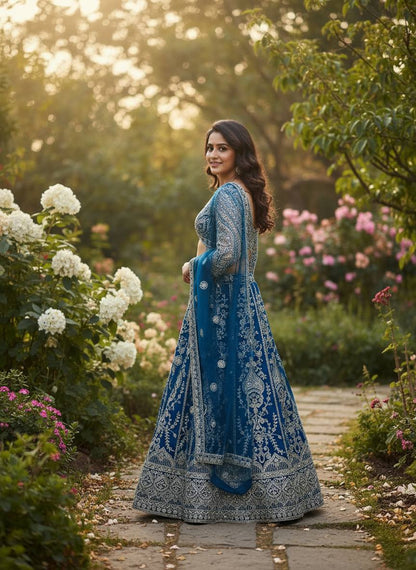 Wedding Special Butterfly Net With Coding Embroidery Work Lehenga