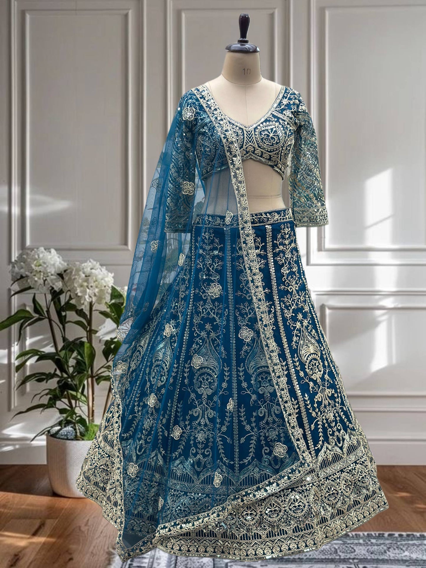 Wedding Special Butterfly Net With Coding Embroidery Work Lehenga