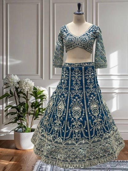 Wedding Special Butterfly Net With Coding Embroidery Work Lehenga