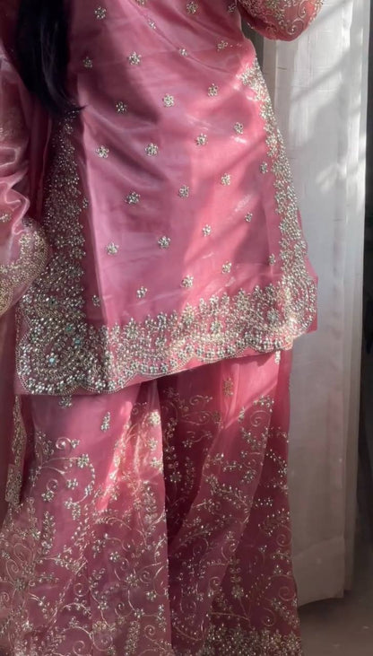 Elegant Pure Jimmy Chu Silk Top-Plazzo Set with Dupatta
