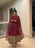 Havy Roman Silk With Embroidery Work Gown