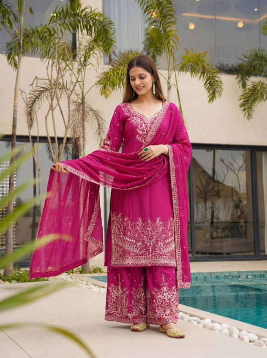 Beautifull Chinon Silk With Sequience Work Top Sharara