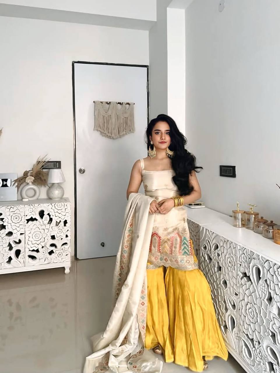 Heavy Chinon Silk With Thread & Sequience Work Top Sharara