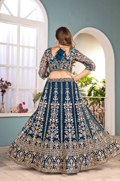 Wedding Special Butterfly Net With Sequience Coding Work Lehenga