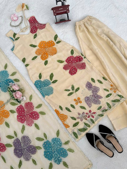Most Viral Tibby Organza Silk With Brust Print Work Top Plazzo