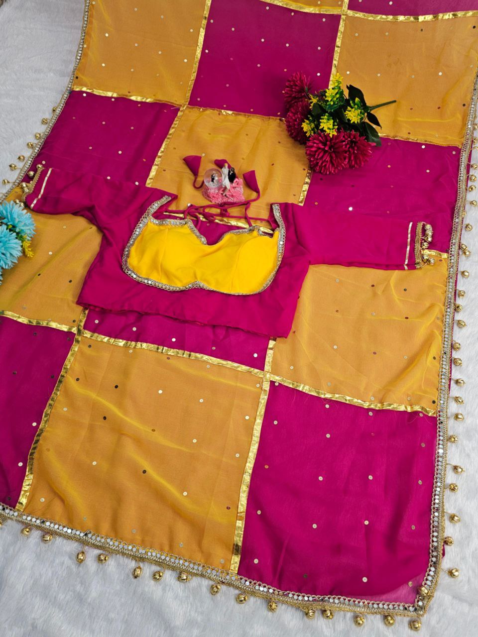 Beautifull Soft Georette Gotta Lace Work Saree