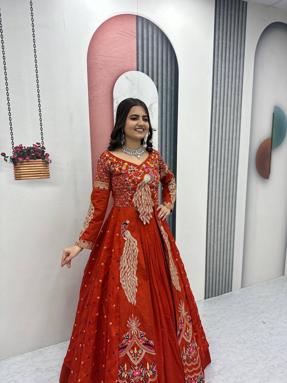 Beautifull Vichitra With Lumpi Lace Border Work Lehenga Set