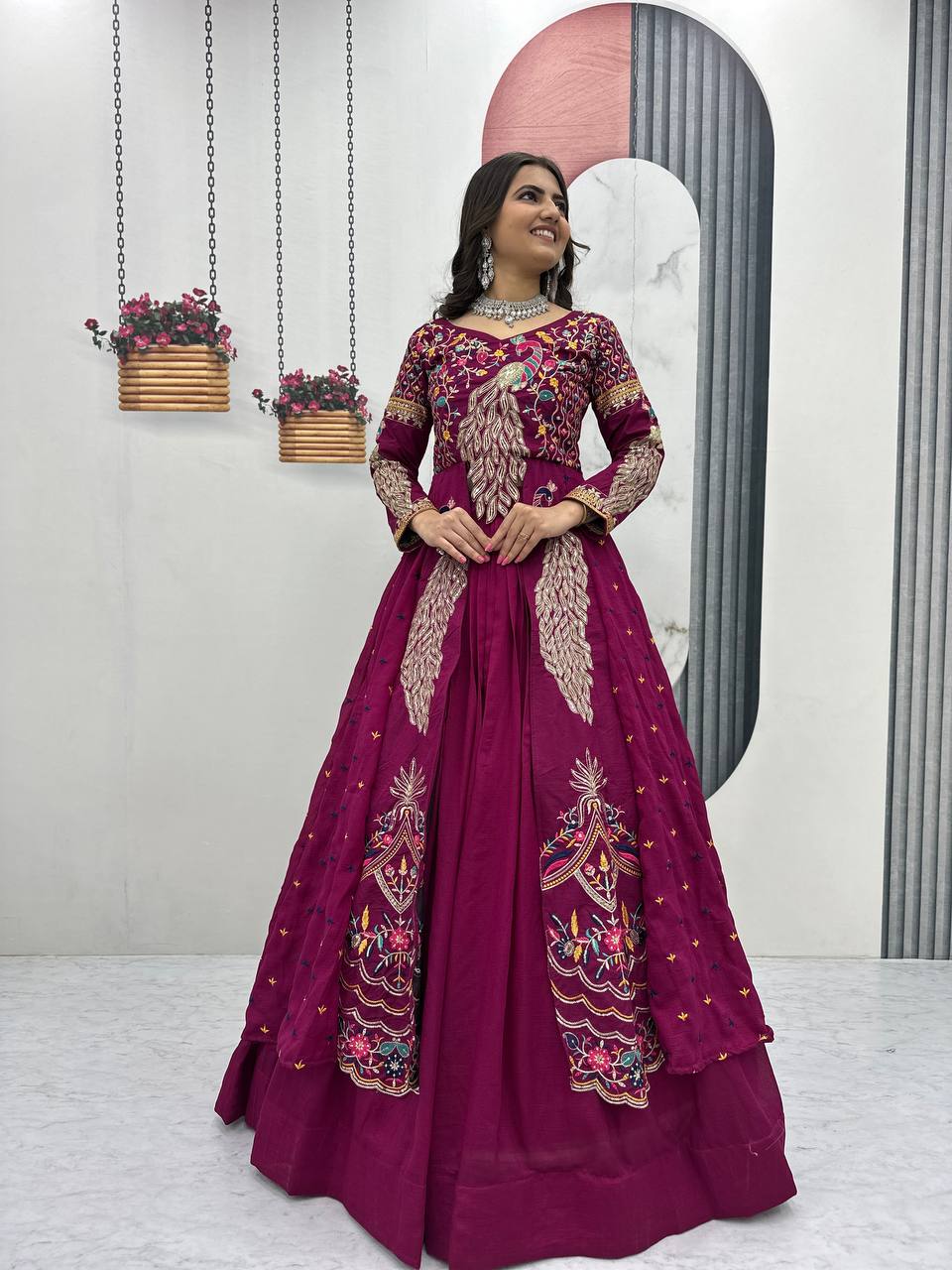Beautifull Vichitra With Lumpi Lace Border Work Lehenga Set