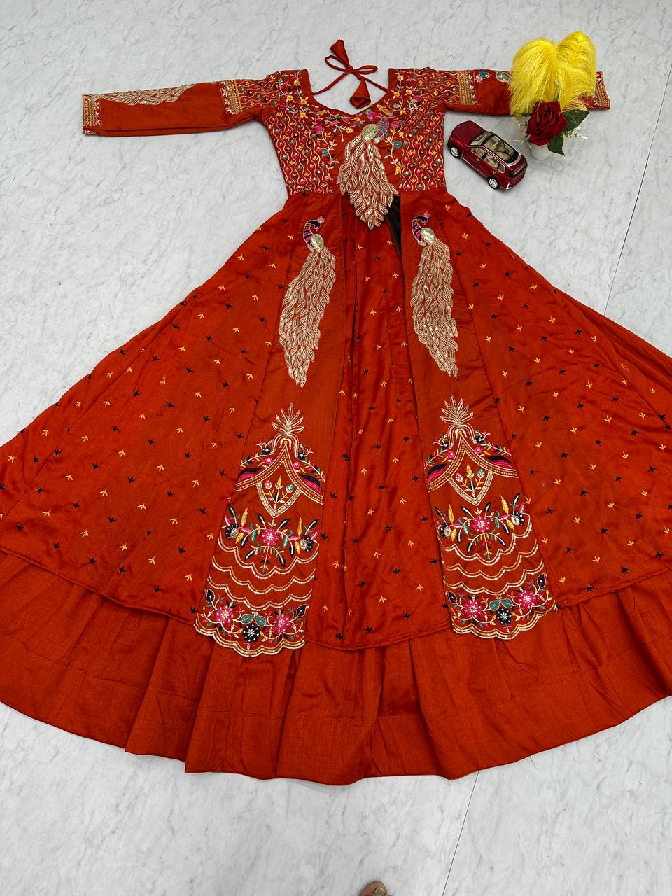 Beautifull Vichitra With Lumpi Lace Border Work Lehenga Set