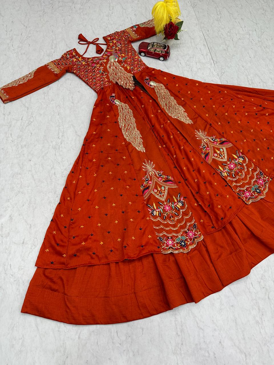 Beautifull Vichitra With Lumpi Lace Border Work Lehenga Set