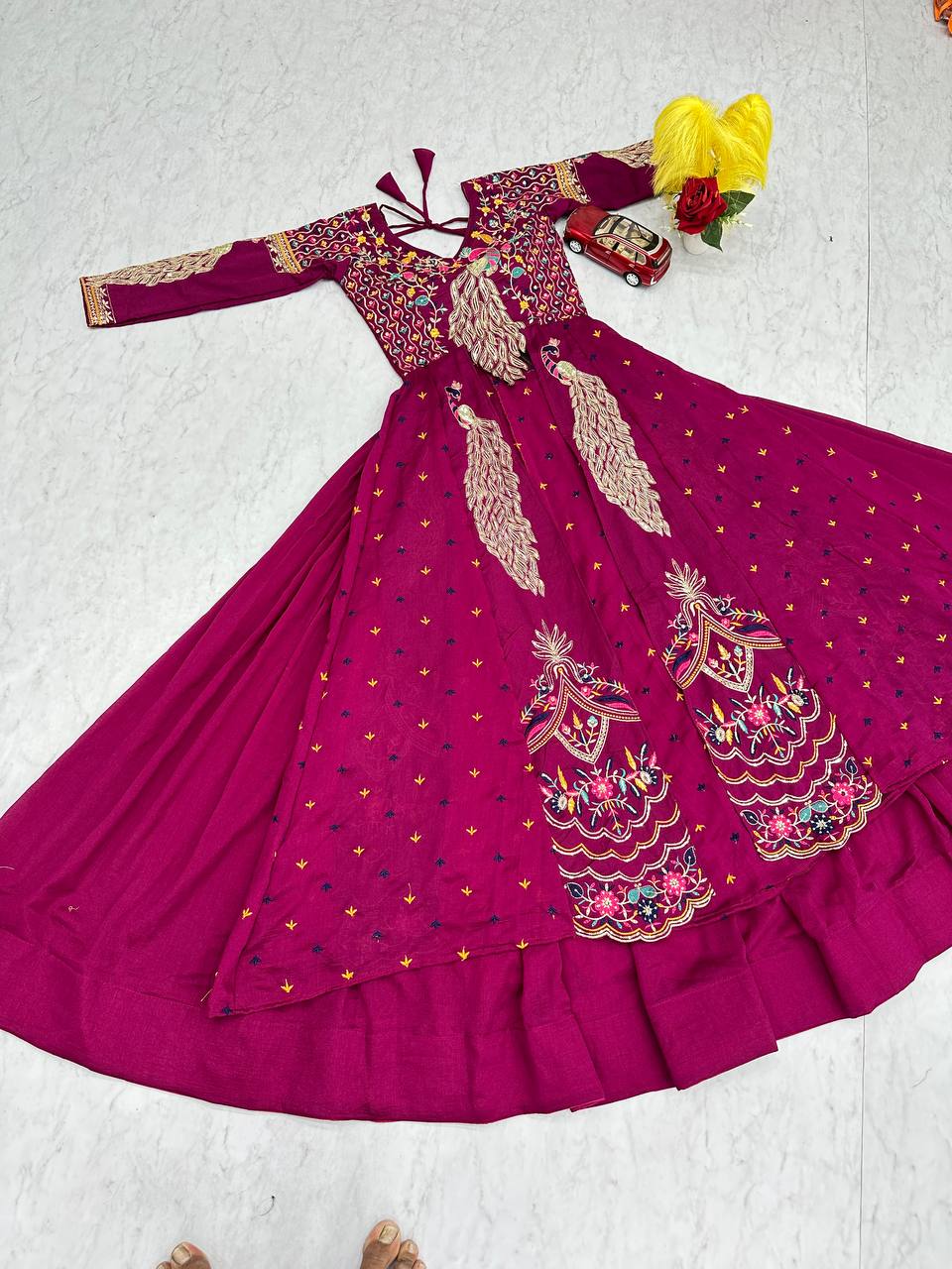 Beautifull Vichitra With Lumpi Lace Border Work Lehenga Set