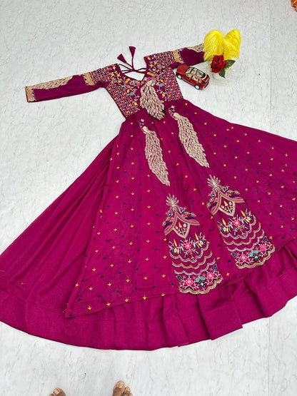Beautifull Vichitra With Lumpi Lace Border Work Lehenga Set