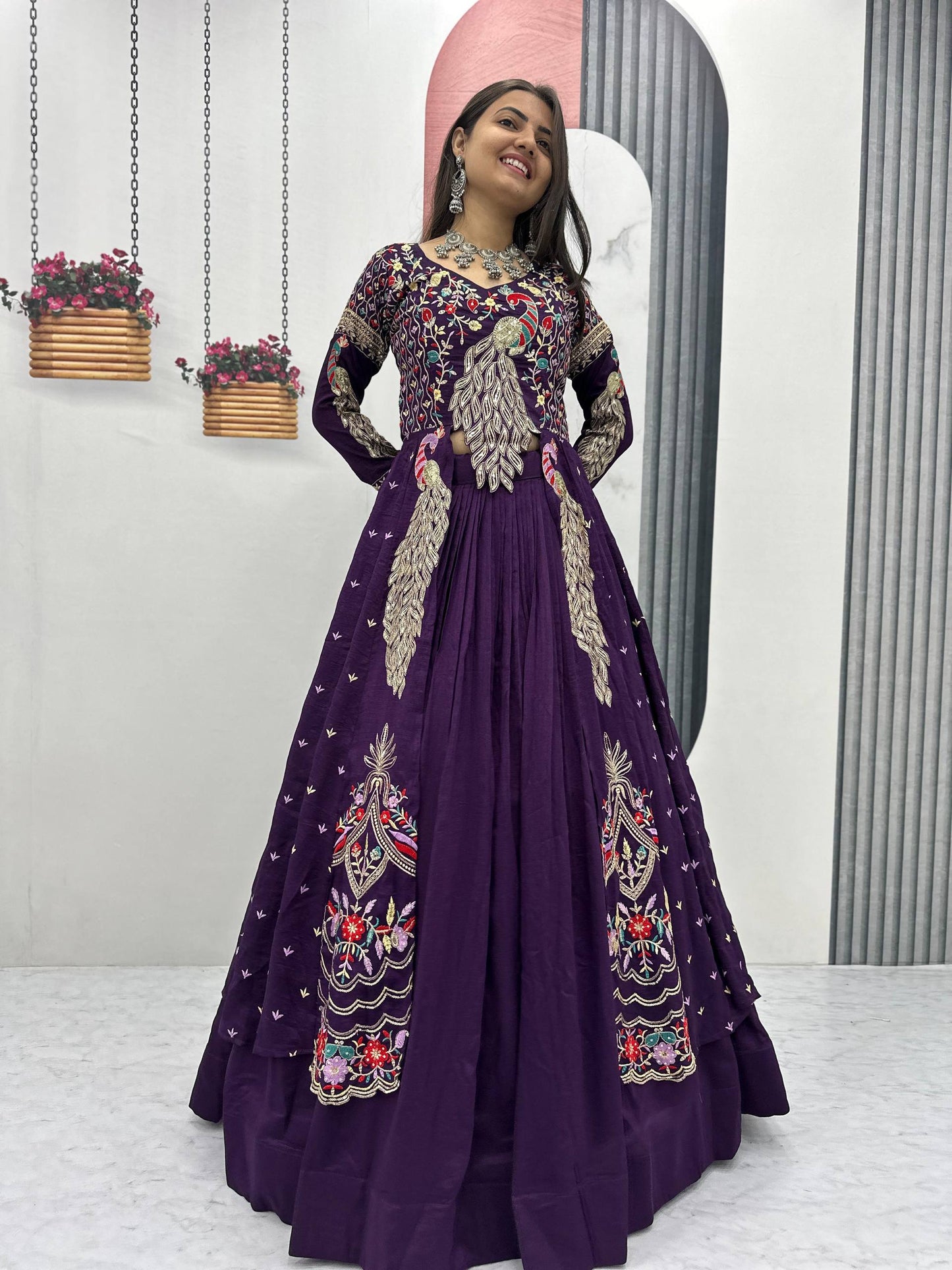 Beautifull Vichitra With Lumpi Lace Border Work Lehenga Set