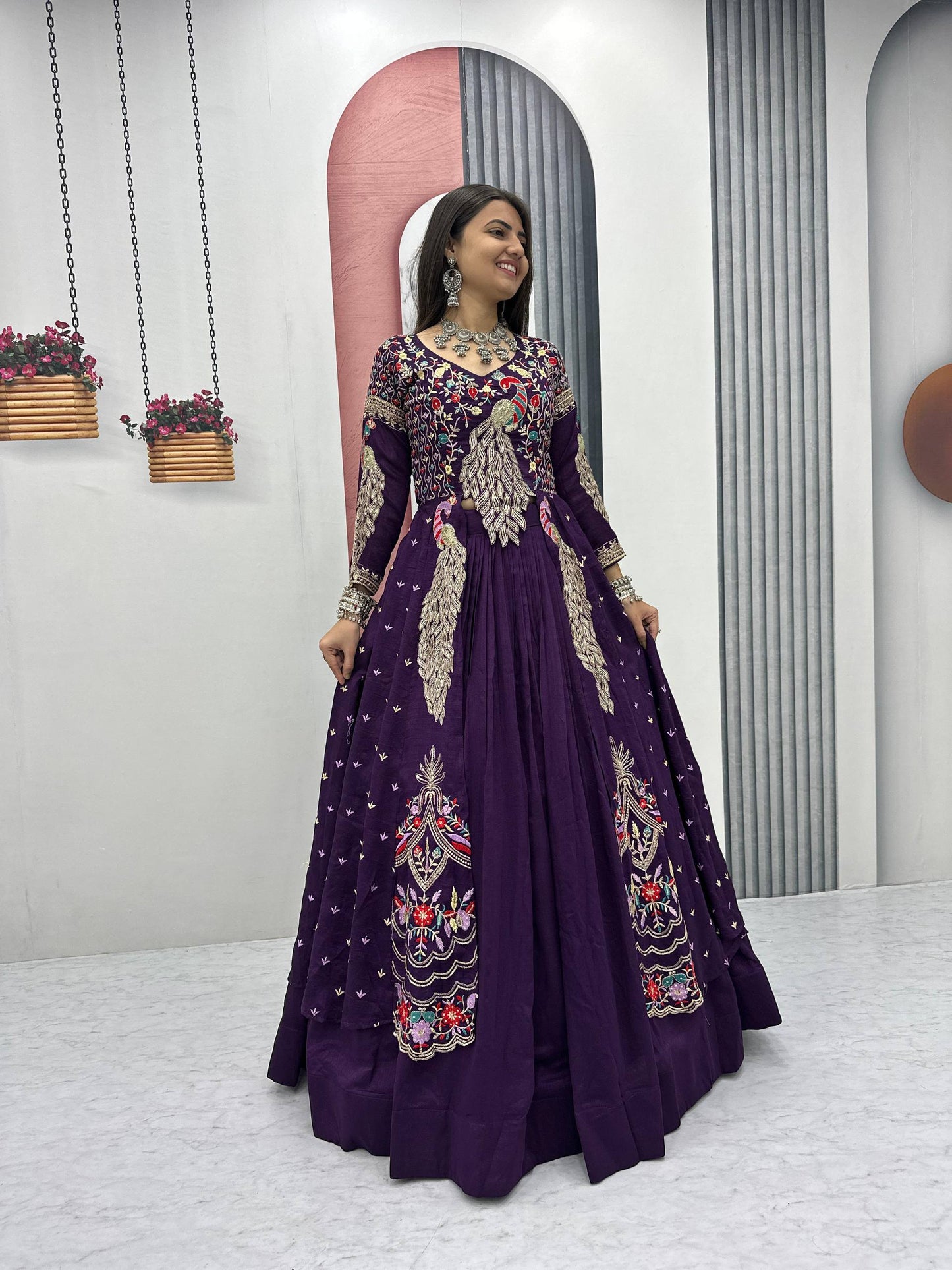 Beautifull Vichitra With Lumpi Lace Border Work Lehenga Set