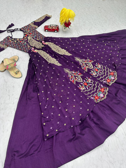 Beautifull Vichitra With Lumpi Lace Border Work Lehenga Set
