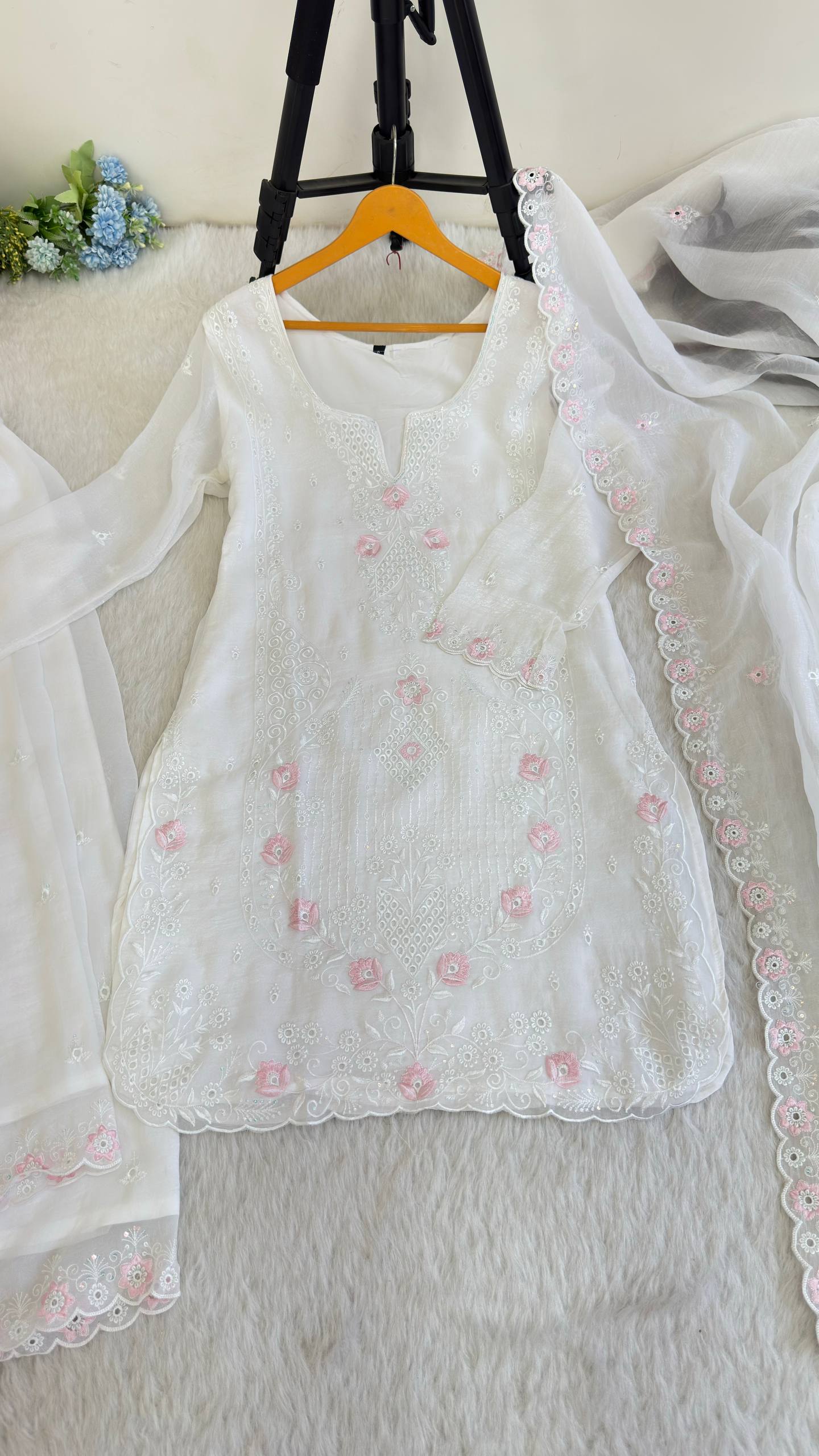 Beautifull Currency Silk With Thread And Sequience Work Top Plazzo