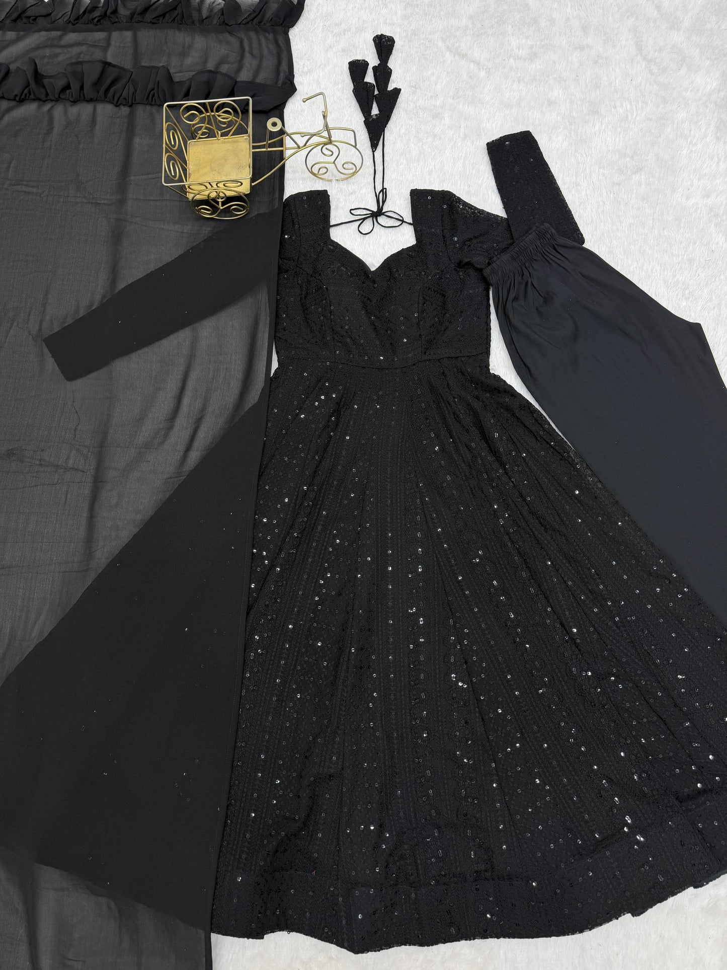 Beautiful Heavy Georgette Anarkali Suit With Elegant Lucknowi Work