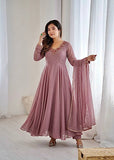 Beautiful Elegant Heavy Fox Georgette With Handwork Neck Anarkali Gown Set