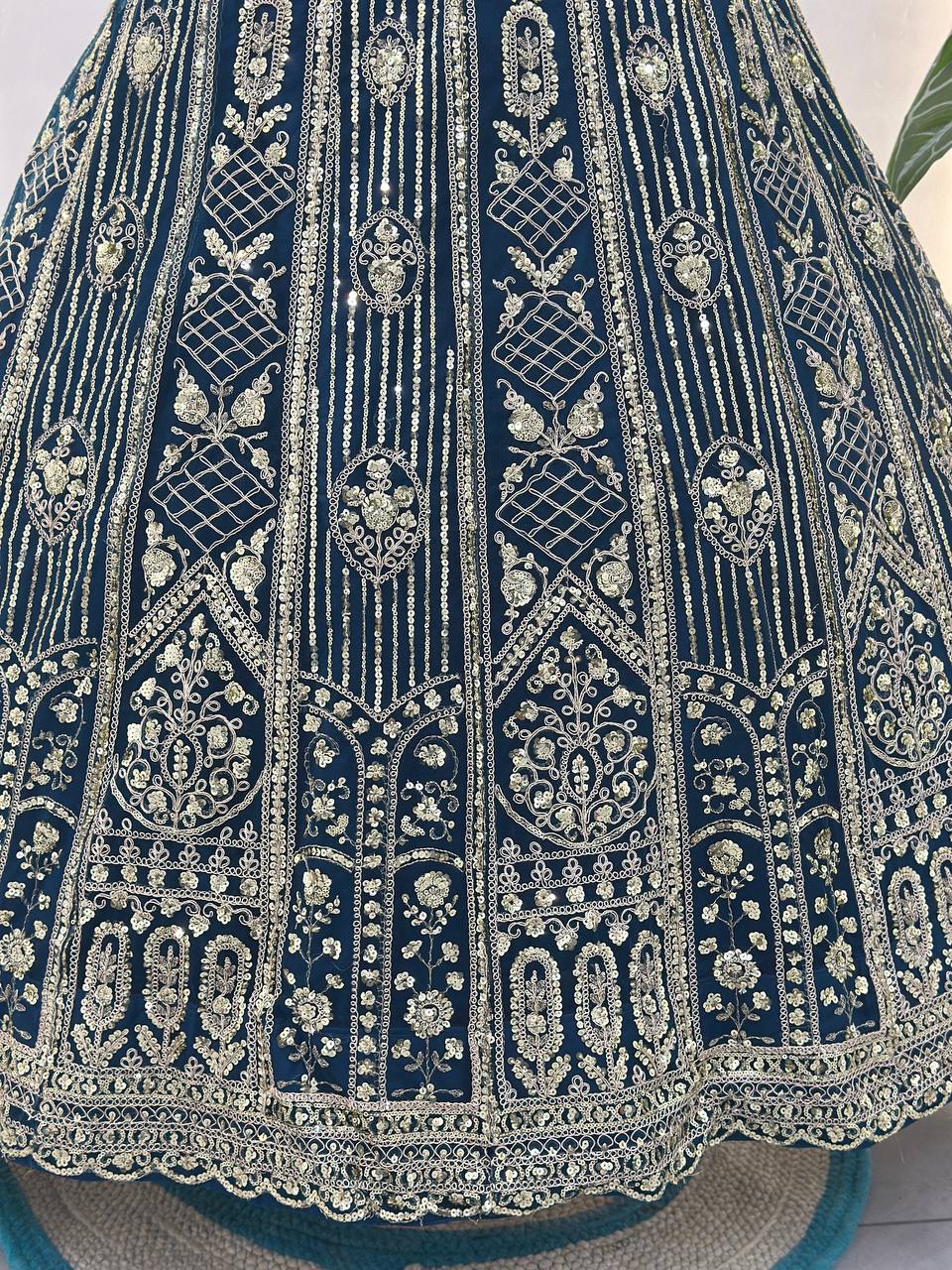 Wedding Special Butterfly Net With Sequience Codding Work Lehenga