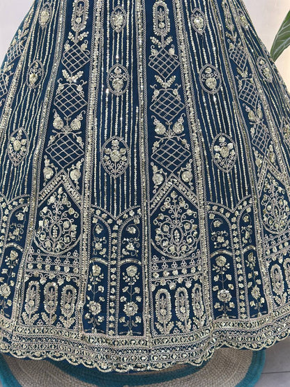 Wedding Special Butterfly Net With Sequience Codding Work Lehenga