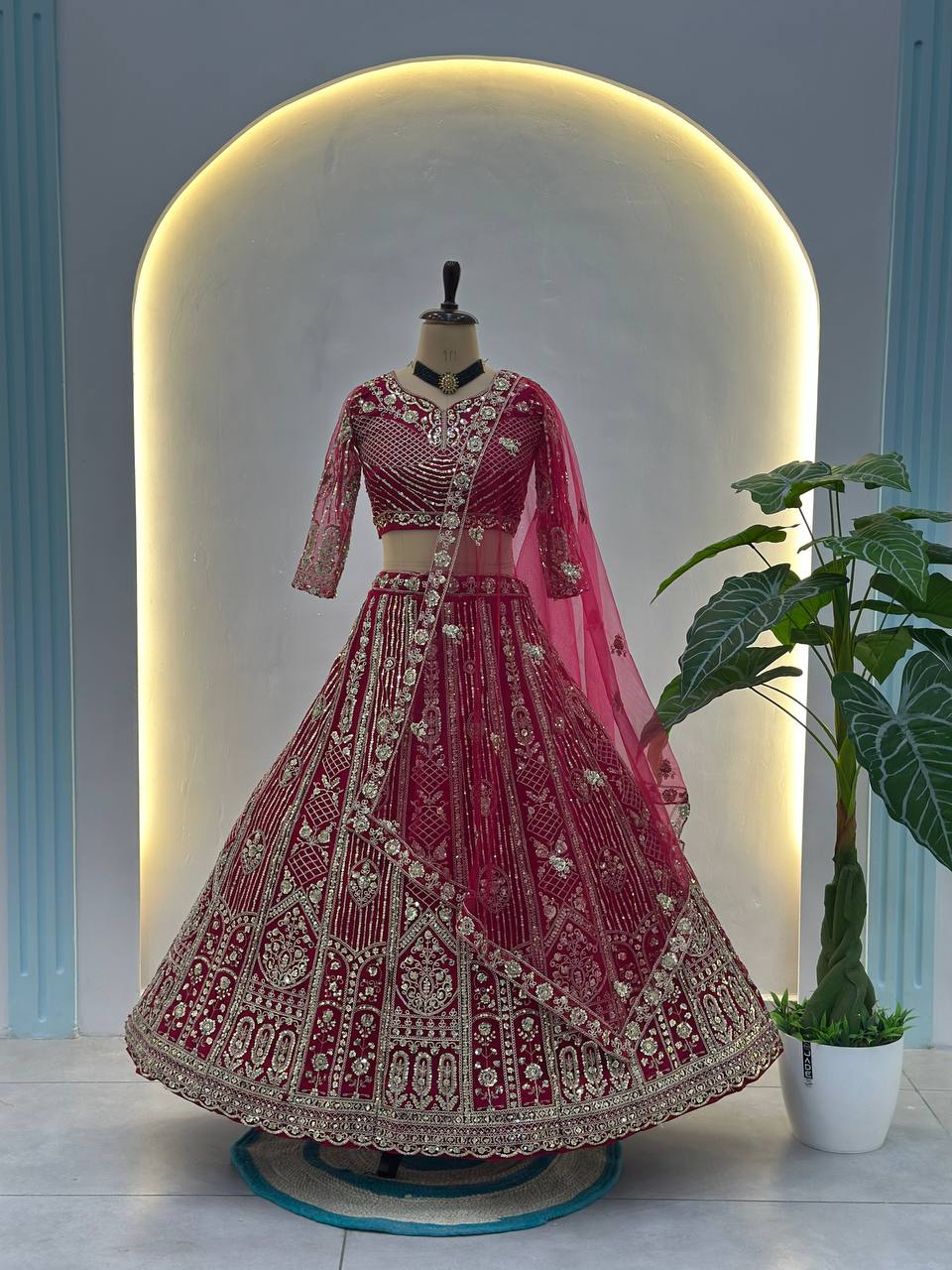 Wedding Special Butterfly Net With Sequience Codding Work Lehenga