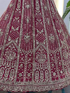 Wedding Special Butterfly Net With Sequience Codding Work Lehenga