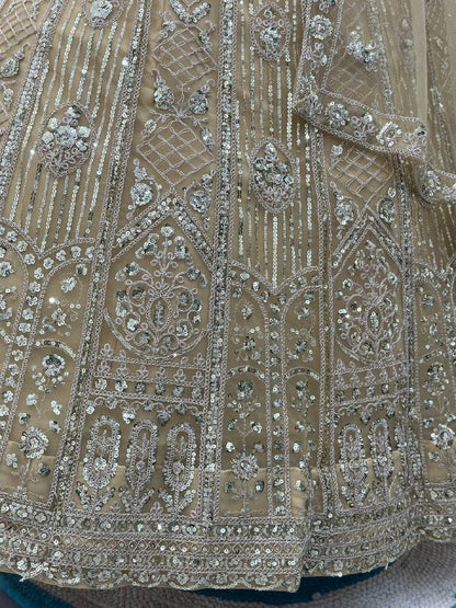 Wedding Special Butterfly Net With Sequience Codding Work Lehenga