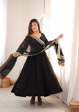 Georgette Sequence Embroidered Gown Suit