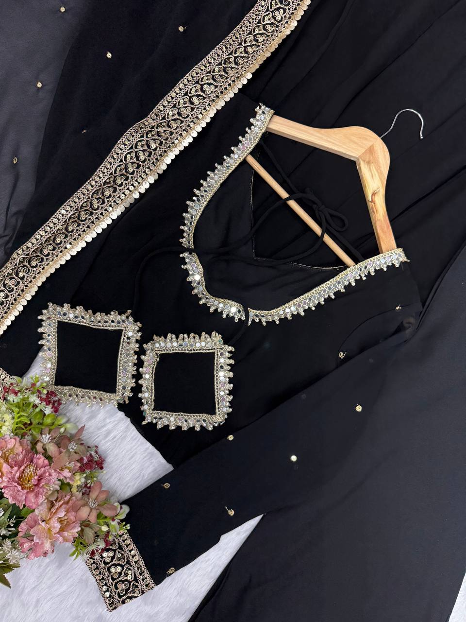 Georgette Sequence Embroidered Gown Suit