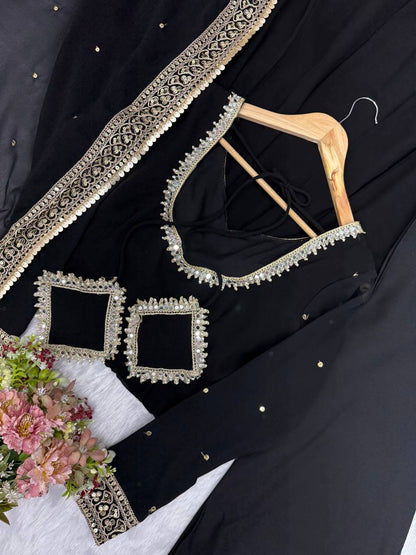 Georgette Sequence Embroidered Gown Suit