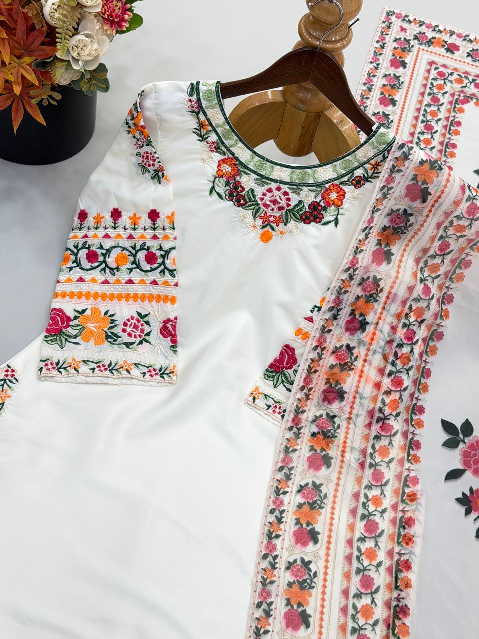 Heavy French Crepe Embroidery Work Top Bottom