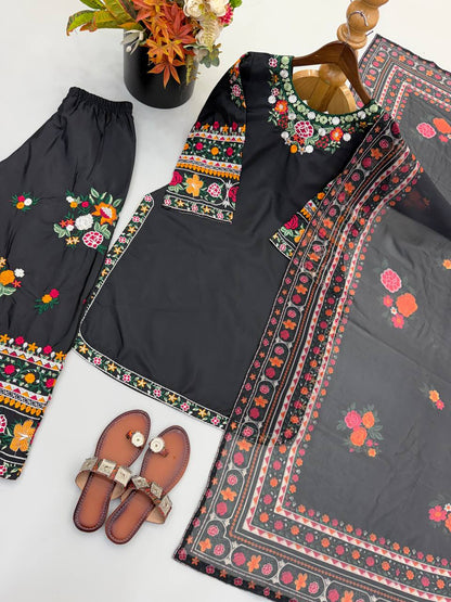 Heavy French Crepe Embroidery Work Top Bottom
