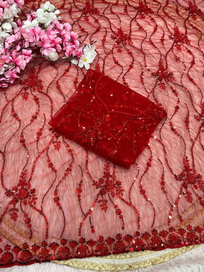 Beautifull Butterfly Net With Sequience Work Saree
