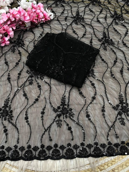 Beautifull Butterfly Net With Sequience Work Saree