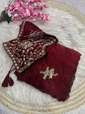 Beautifull Fandy Sattin With Khatli Brits Work Saree
