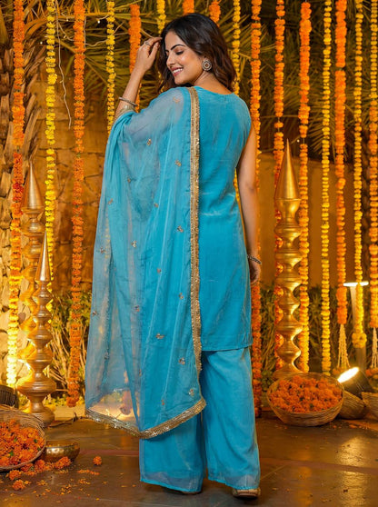 Beautifull Fandy Silk With Bids Embroidery Work Kurti