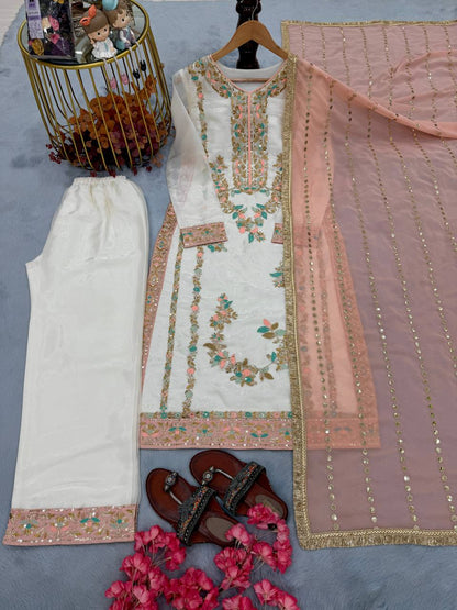 Eid Special Gmy Silk With Beautifull Embroidery Work Top Plazzo