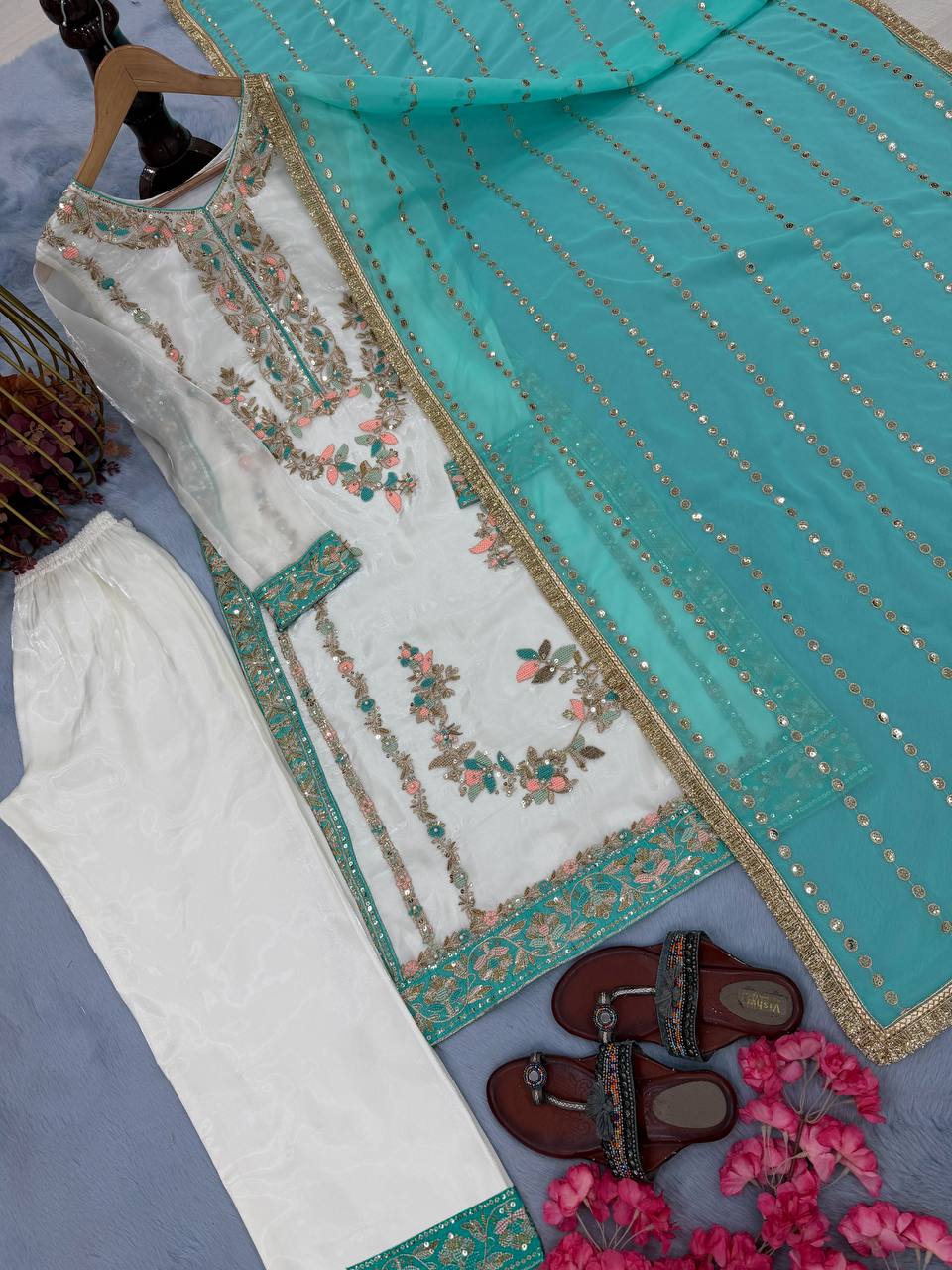 Eid Special Gmy Silk With Beautifull Embroidery Work Top Plazzo