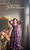 Beautifull Purple Color Frandy Silk With Emboroidery Work Gown