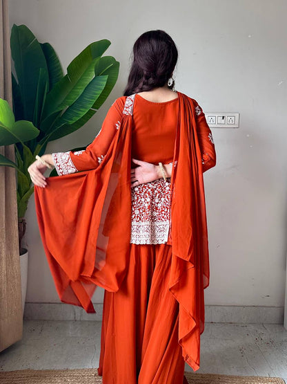 Most Viral Georgette Sequience Embroidery Work Top Plazzo
